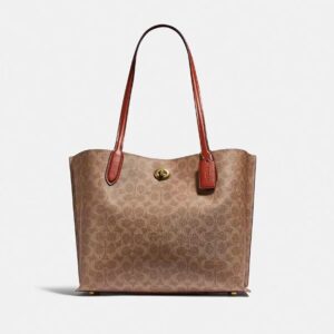 COACH women's one-shoulder handbag classic logo WILLOW tote bag