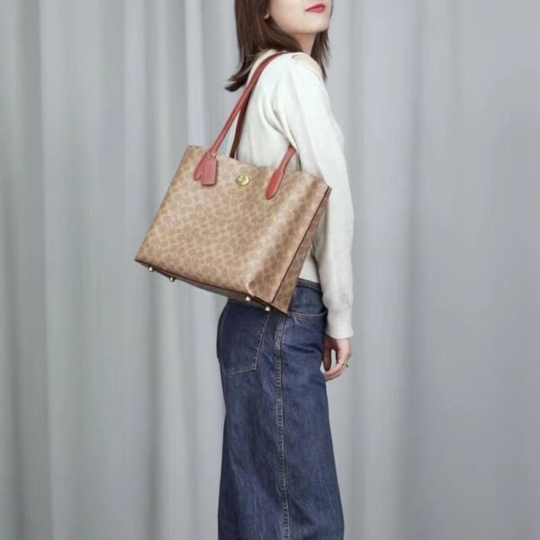 COACH women's one-shoulder handbag classic logo WILLOW tote bag - Image 13