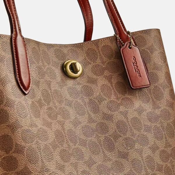 COACH women's one-shoulder handbag classic logo WILLOW tote bag - Image 11