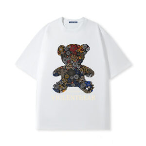 Violent bear colorful flowers printed short sleeves