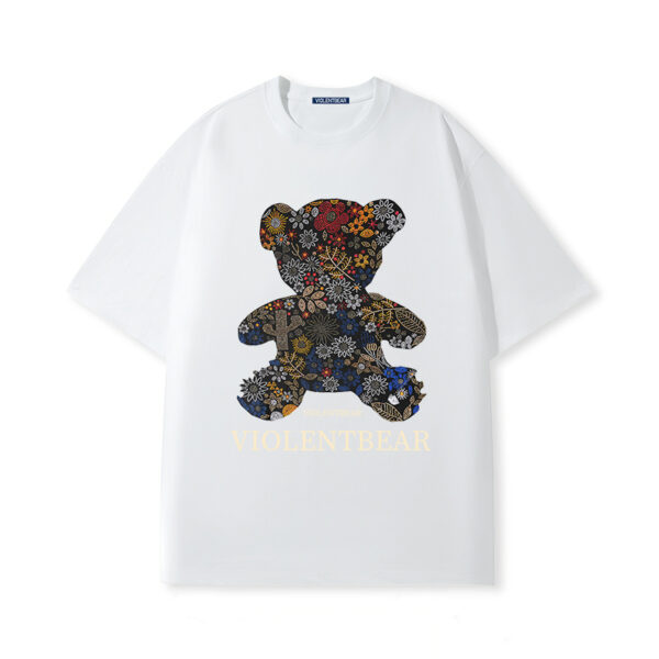 Violent bear colorful flowers printed short sleeves