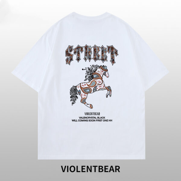Violent bear colored cashew flower flying horse short sleeve