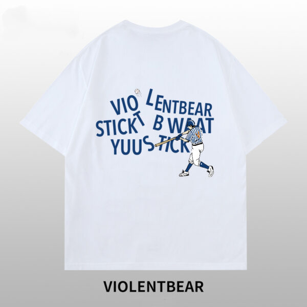 Violent bear blue letter baseball short sleeve