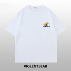 Violent bear bee letter embroidery short sleeve