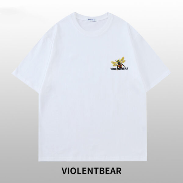 Violent bear bee letter embroidery short sleeve