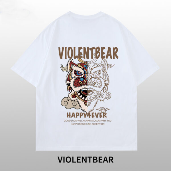 Violent bear lion head printed short sleeves