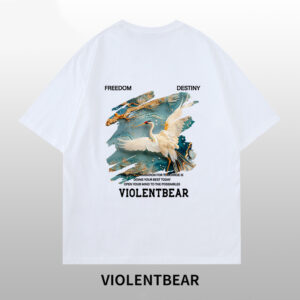 Violet Bear Pearl Crane T-shirt for men and women