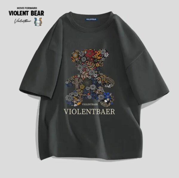 Violent bear colorful flowers printed short sleeves - Image 10
