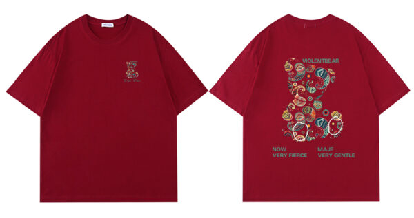 Violent bear pure cotton cashew flowers-short sleeves - Image 5