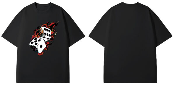 Fashion cool style dice flame short sleeve - Image 5