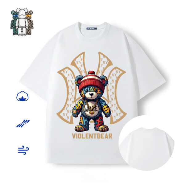 Violent Bear NY Red Knitted Hat Bear Short Sleeve - Image 3
