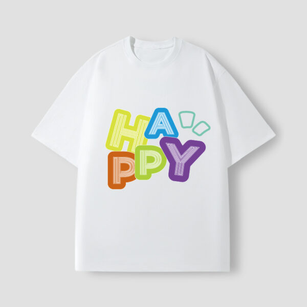 Summer men's and women's colorful HAPPY short sleeves - Image 4