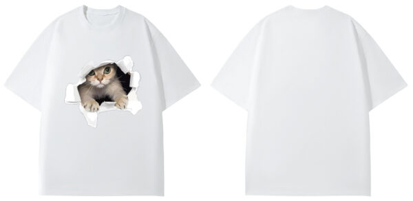 Summer cool kitten short sleeve men's and women's T-shirts - Image 6