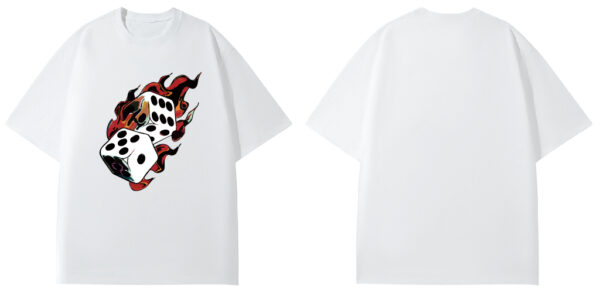 Fashion cool style dice flame short sleeve - Image 2