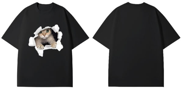 Summer cool kitten short sleeve men's and women's T-shirts - Image 2