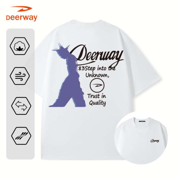 DEERWAY blue colorful English letters short sleeves - Image 2