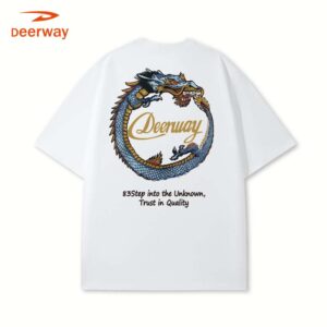 DEERWAY blue colorful Tenglong logo short sleeve T-shirt