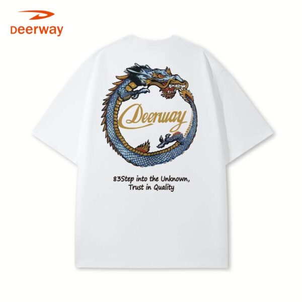 DEERWAY blue colorful Tenglong logo short sleeve T-shirt