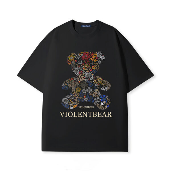 Violent bear colorful flowers printed short sleeves - Image 4
