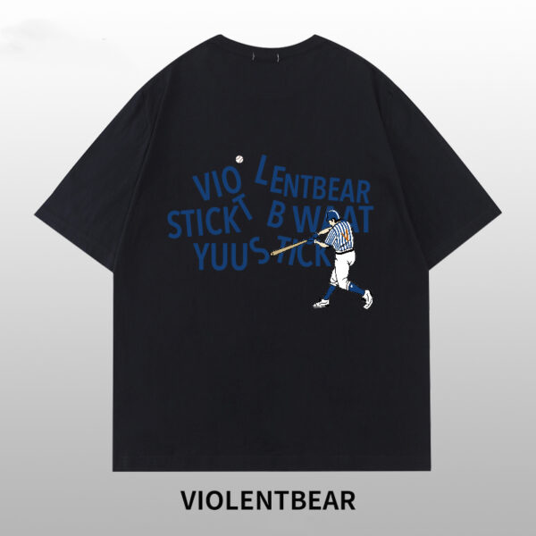 Violent bear blue letter baseball short sleeve - Image 2
