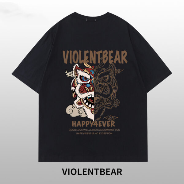 Violent bear lion head printed short sleeves - Image 2