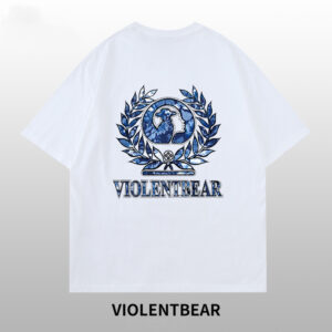 Violent bear blue and white porcelain badge T-shirt