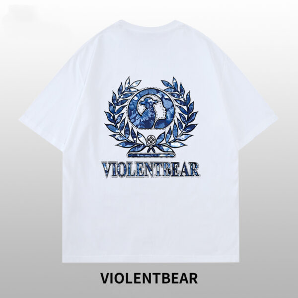 Violent bear blue and white porcelain badge T-shirt