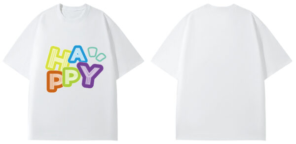 Summer men's and women's colorful HAPPY short sleeves - Image 2