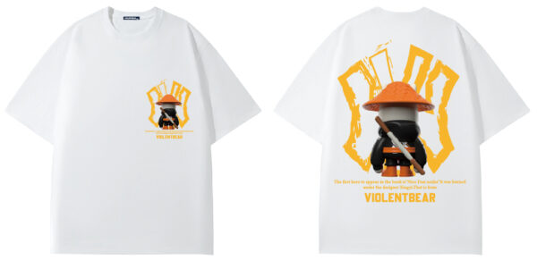 Violent bear NY orange woven hat bear short sleeve - Image 2