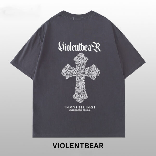 Violent Bear Cross Cashew Flower T-shirt - Image 4