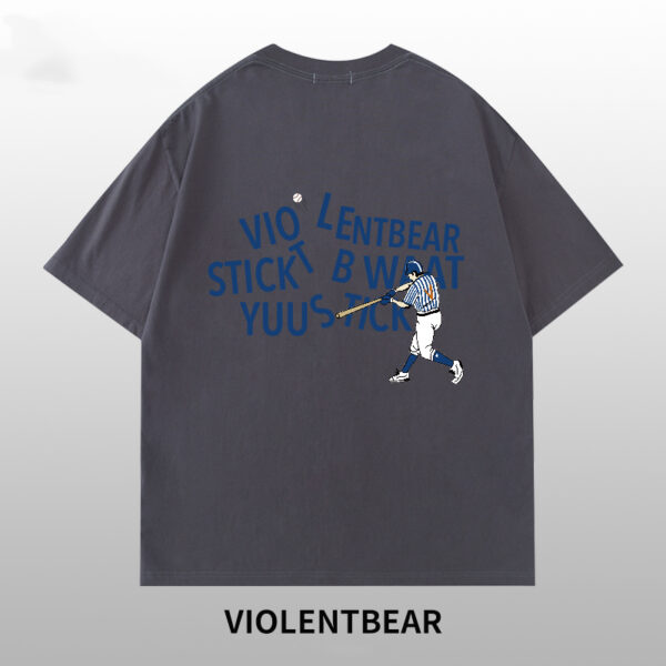 Violent bear blue letter baseball short sleeve - Image 3