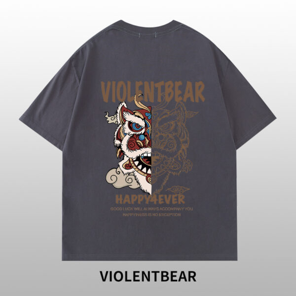 Violent bear lion head printed short sleeves - Image 3