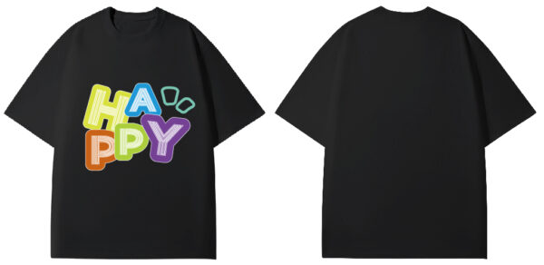 Summer men's and women's colorful HAPPY short sleeves - Image 6