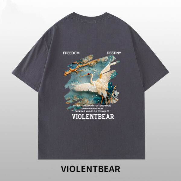 Violet Bear Pearl Crane T-shirt for men and women - Image 3