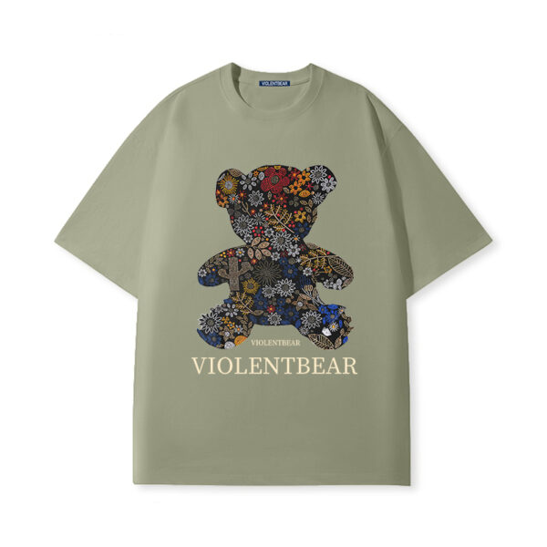 Violent bear colorful flowers printed short sleeves - Image 6