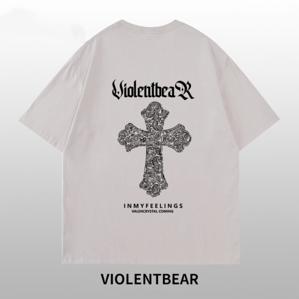 Violent Bear Cross Cashew Flower T-shirt - Image 3