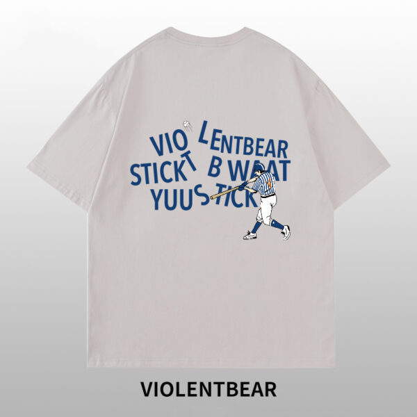 Violent bear blue letter baseball short sleeve - Image 4