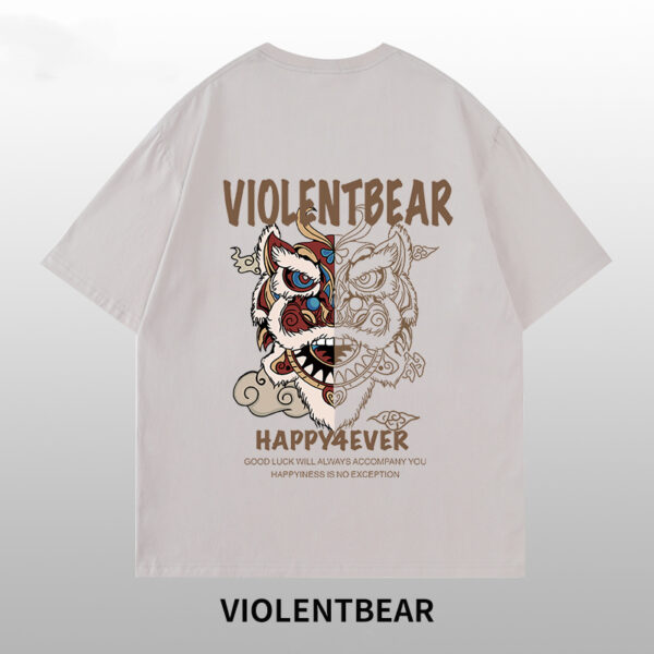 Violent bear lion head printed short sleeves - Image 4
