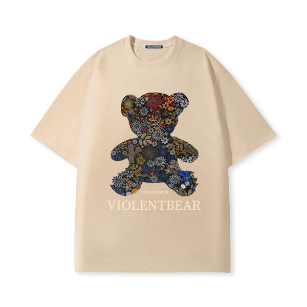 Violent bear colorful flowers printed short sleeves - Image 7