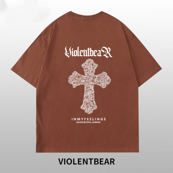 Violent Bear Cross Cashew Flower T-shirt - Image 2