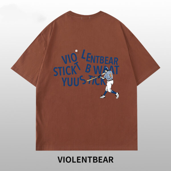 Violent bear blue letter baseball short sleeve - Image 5