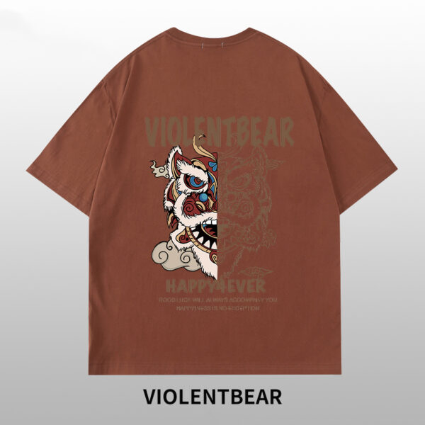 Violent bear lion head printed short sleeves - Image 5