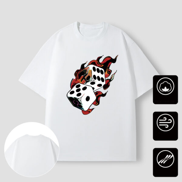 Fashion cool style dice flame short sleeve - Image 3