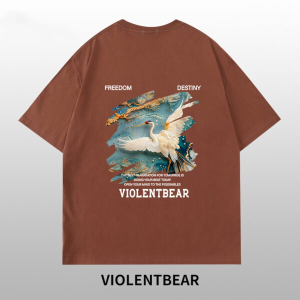 Violet Bear Pearl Crane T-shirt for men and women - Image 5