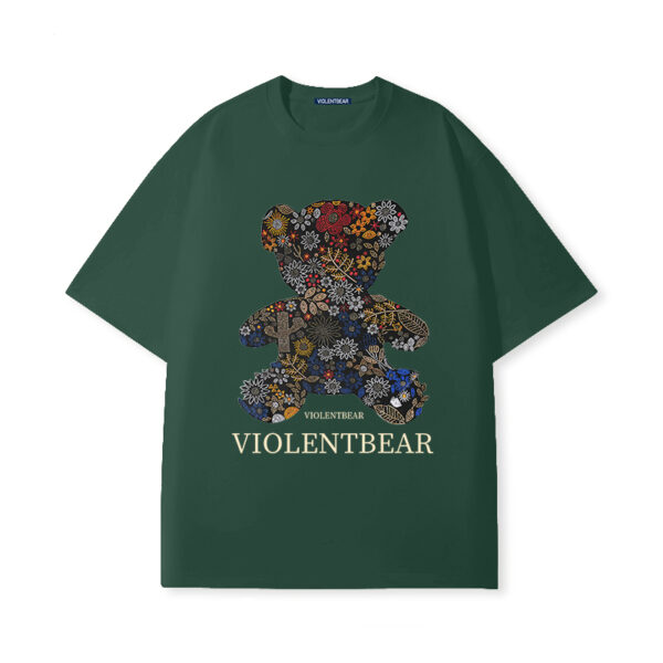 Violent bear colorful flowers printed short sleeves - Image 2