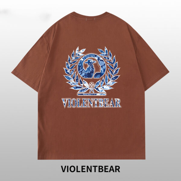 Violent bear blue and white porcelain badge T-shirt - Image 5