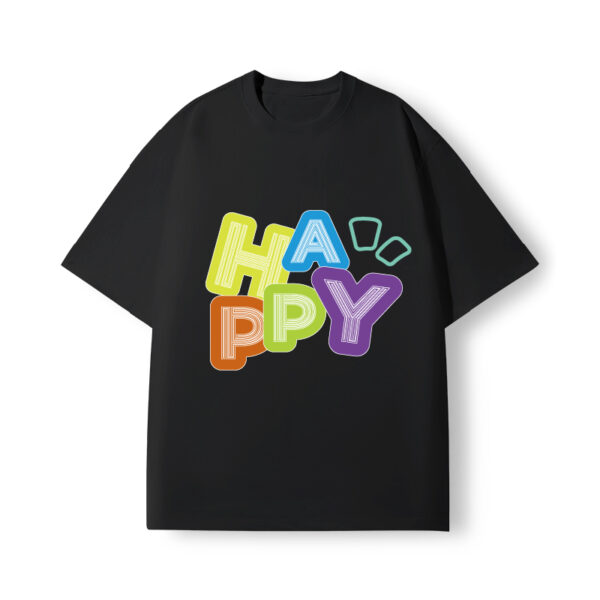 Summer men's and women's colorful HAPPY short sleeves - Image 8