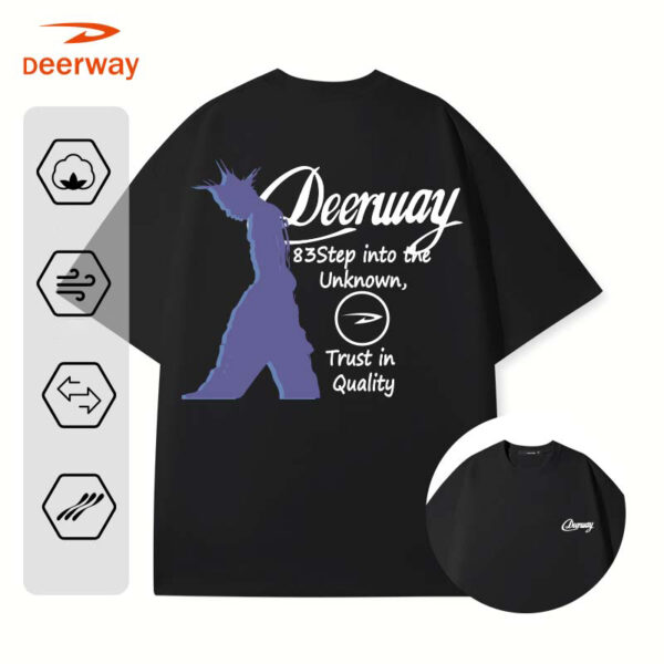 DEERWAY blue colorful English letters short sleeves - Image 5