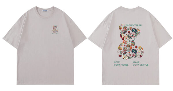 Violent bear pure cotton cashew flowers-short sleeves - Image 2