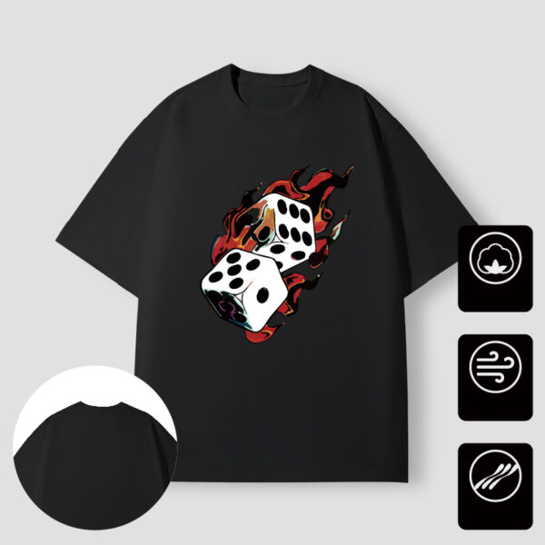 Fashion cool style dice flame short sleeve - Image 6
